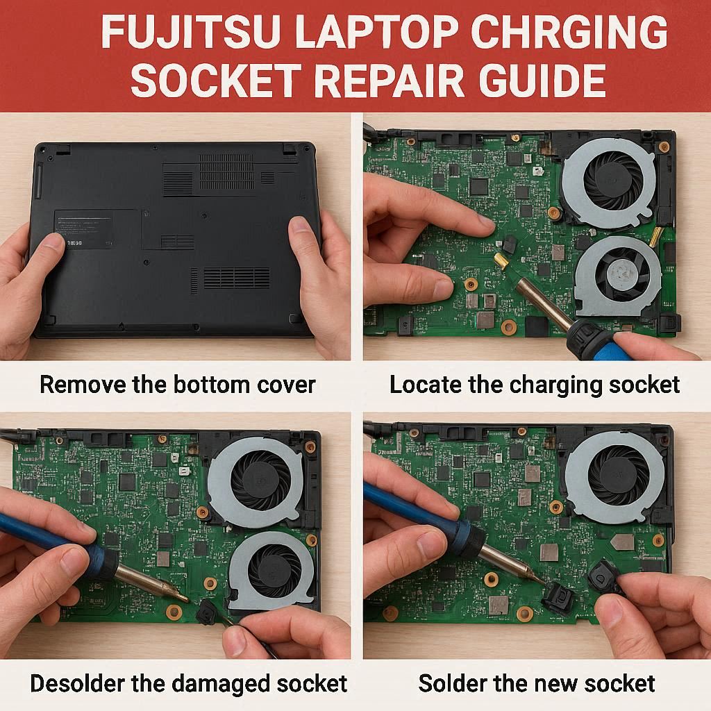 راهنمای تعمیر سوکت شارژ لپ ‌تاپ فوجیتسو