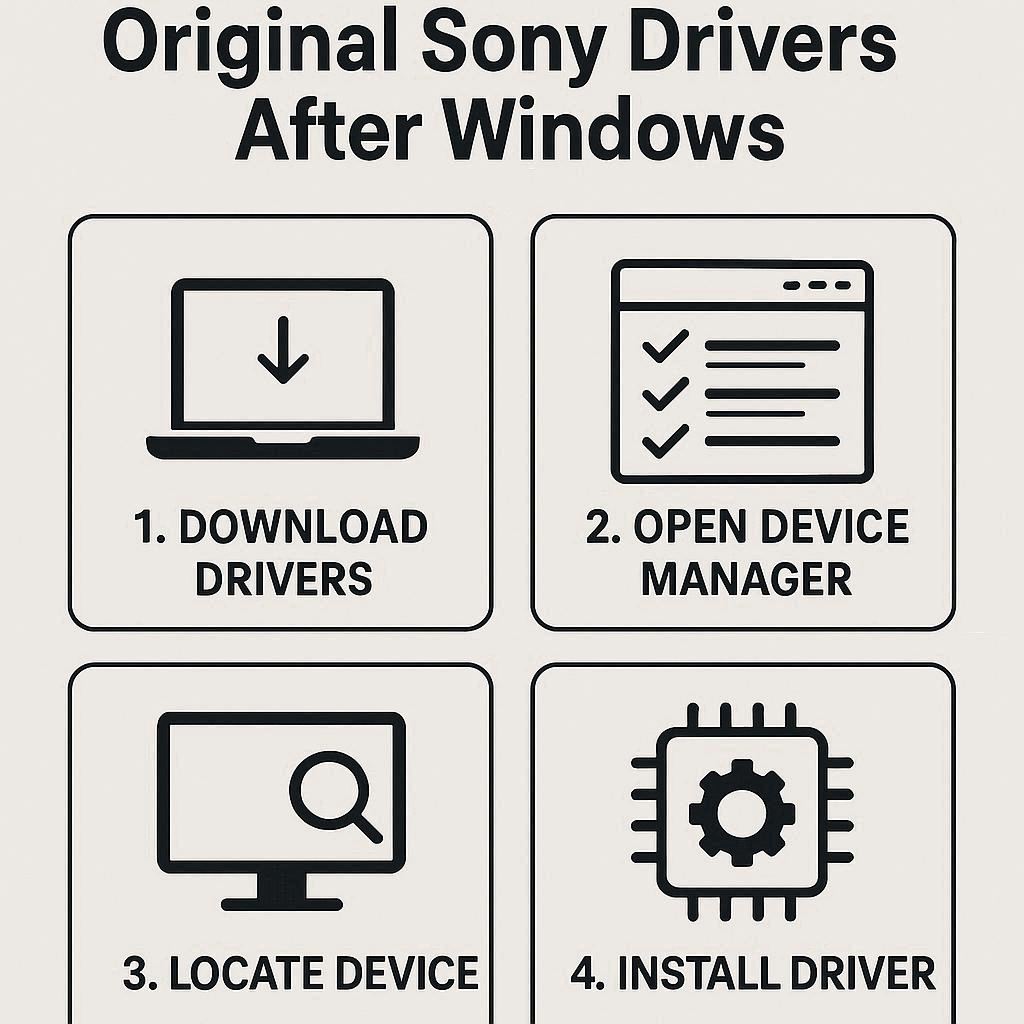 راهنمای نصب درایورهای اصلی لپ تاپ Sony بعد از ویندوز