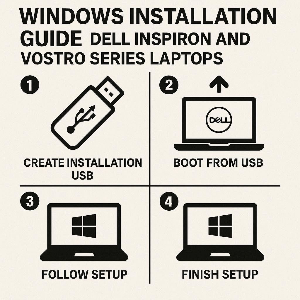 راهنمای نصب ویندوز برای سری Inspiron و Vostro دل