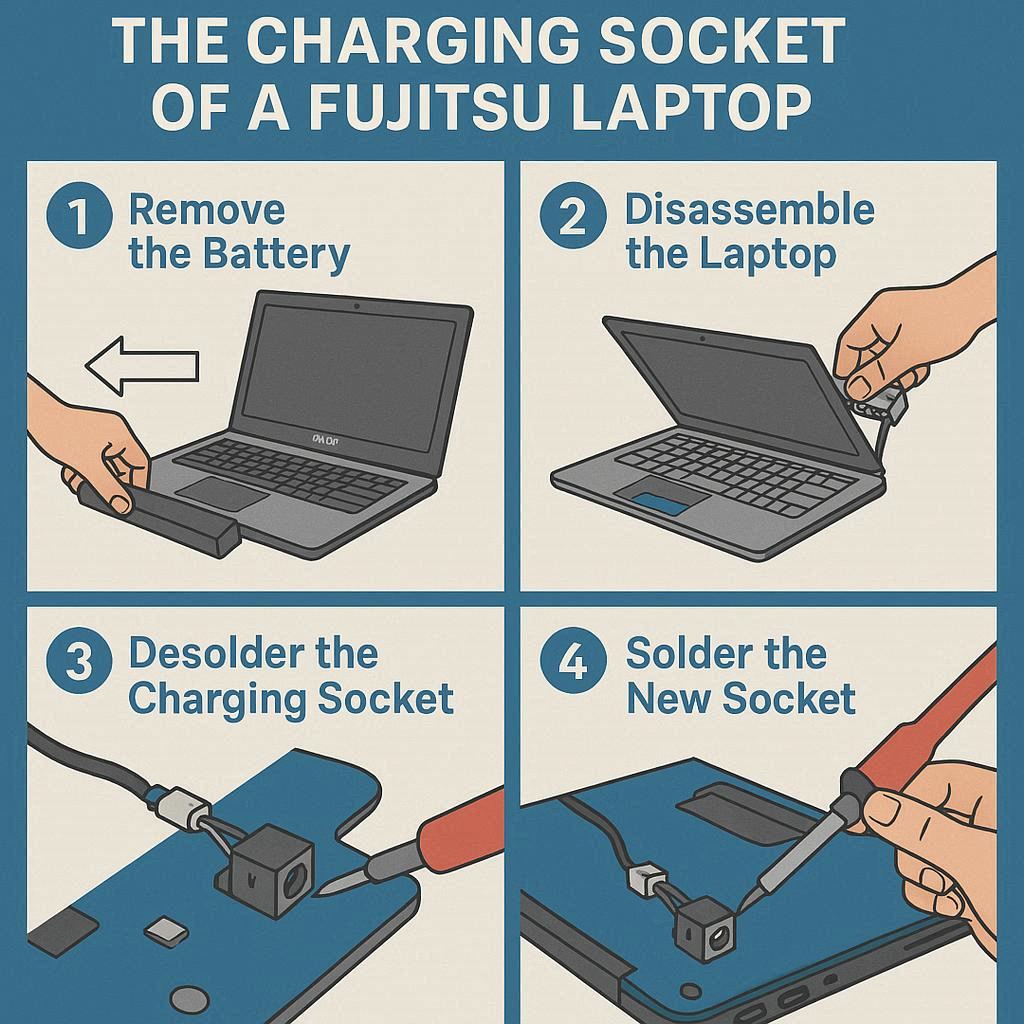 روش‌های اصولی تعویض سوکت شارژ لپ تاپ فوجیتسو