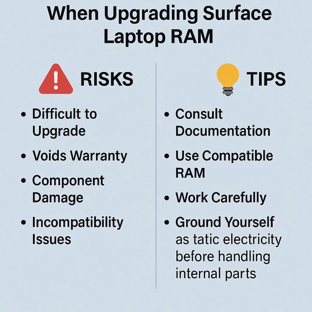 ریسک‌ها و نکات مهم هنگام ارتقای رم لپ تاپ سرفیس