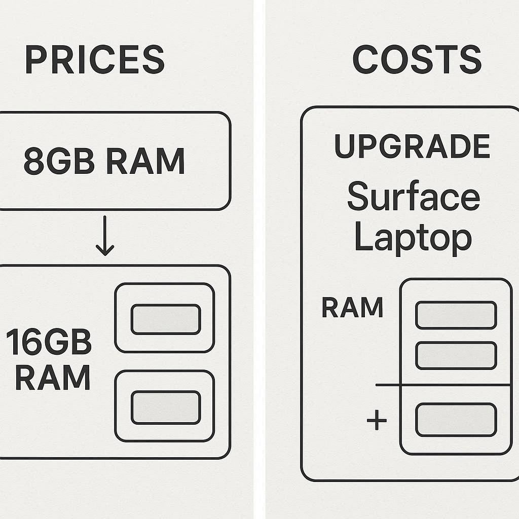 قیمت و هزینه‌های ارتقای رم لپ تاپ سرفیس