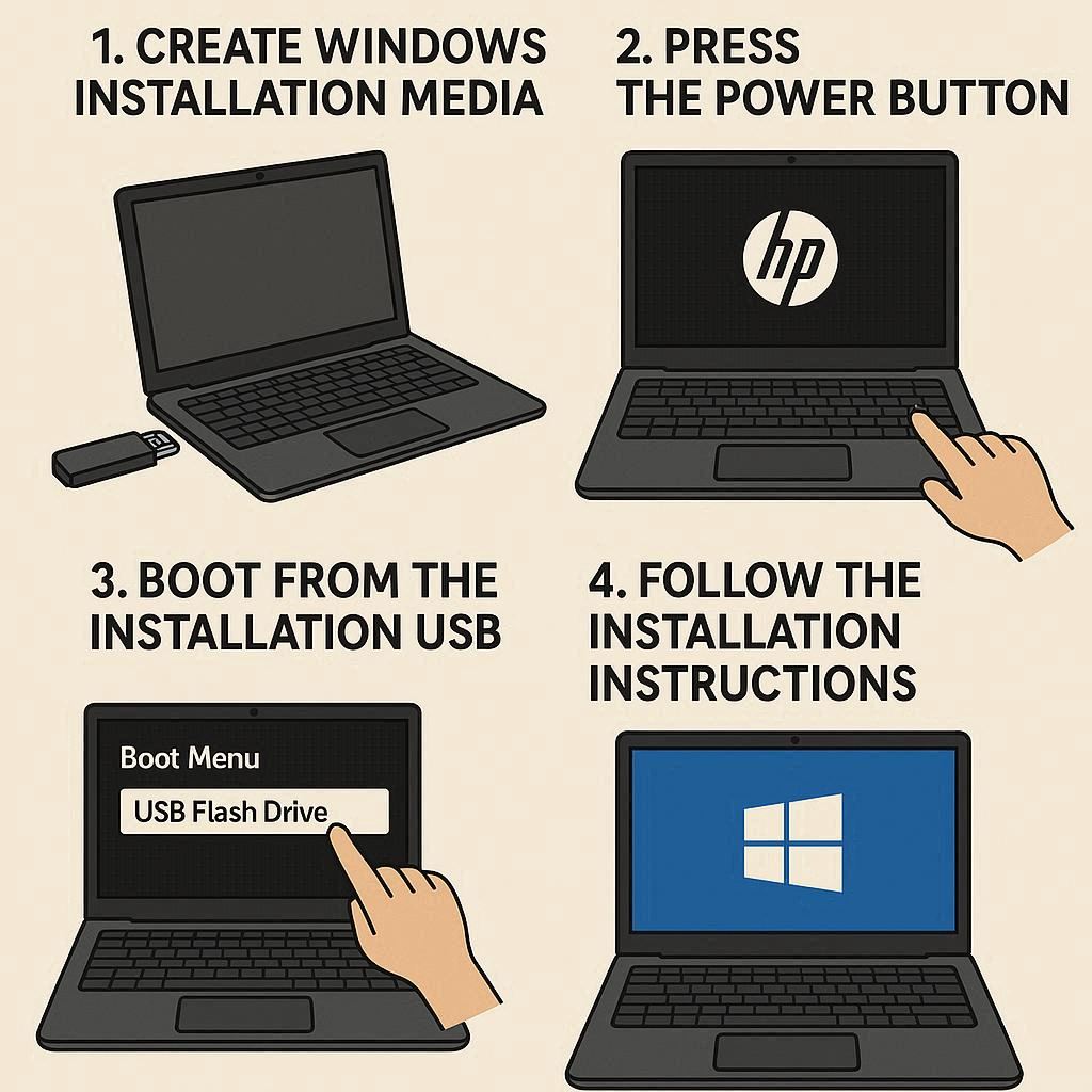 مراحل قدم ‌به ‌قدم نصب ویندوز در اچ ‌پی