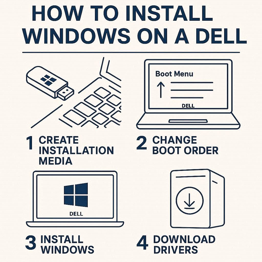 مراحل نصب ویندوز در مدل‌های مختلف Dell