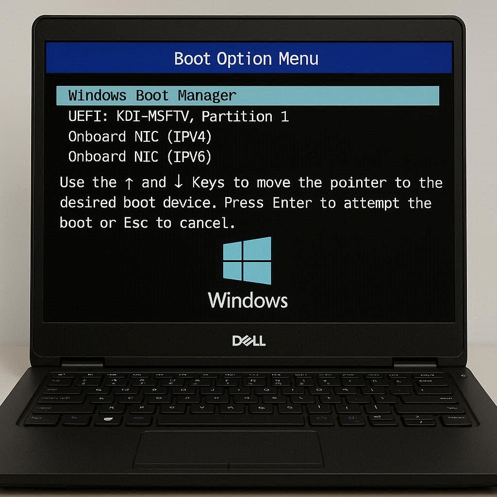 نصب ویندوز با منوی بوت Dell