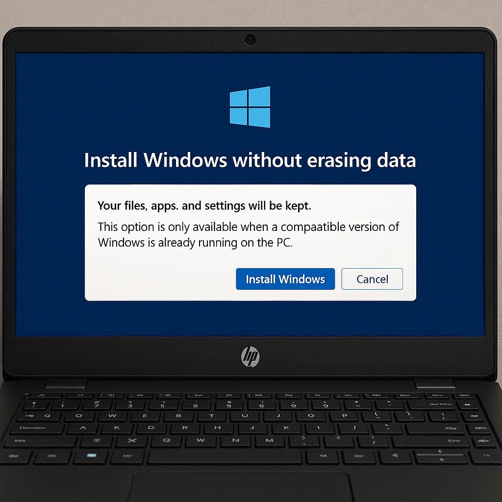 نصب ویندوز بدون پاک شدن اطلاعات در HP