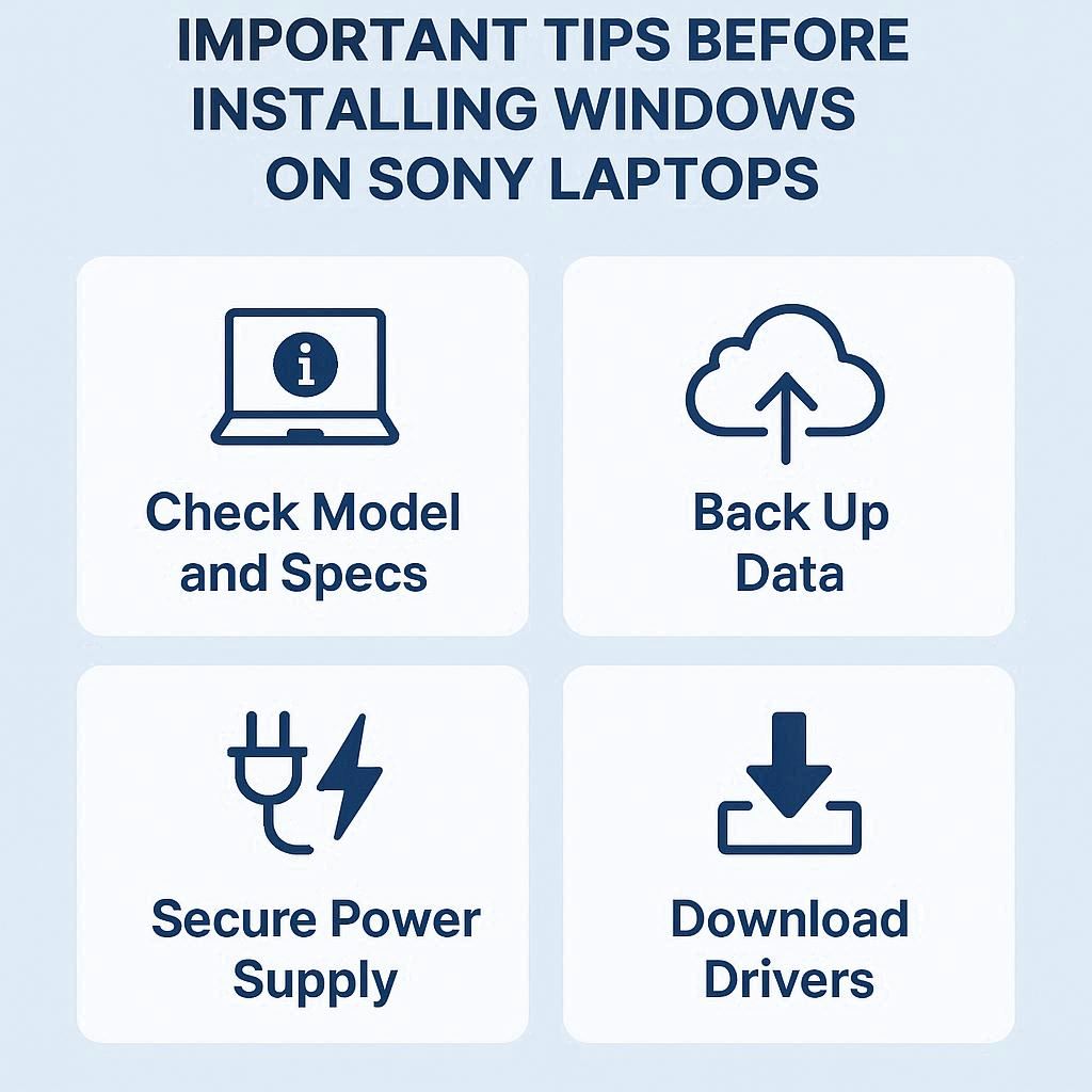 نکات مهم قبل از نصب ویندوز در لپ‌ تاپ‌های Sony